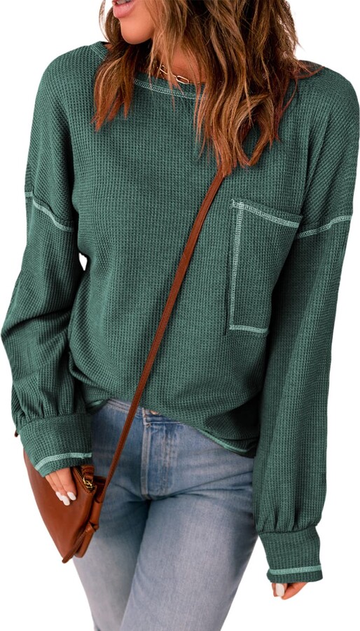 Rucokecg Fashion Women Casual Long Sleeve Colorful Print Pullover Blouse Shirts Autumn Pullover Sweatshirt M, Green 