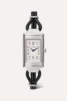 Thumbnail for your product : Jaeger-LeCoultre Jaeger Lecoultre Reverso One Cordonnet 16.3mm Stainless Steel, Leather And Diamond Watch - Silver