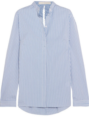 Dion Lee Cutout Striped Cotton-blend Poplin Shirt - Sky blue