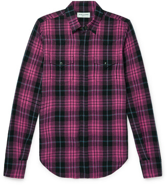 Saint Laurent Slim-Fit Checked Woven Western Shirt