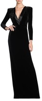 Thumbnail for your product : Giorgio Armani Stretch Velvet Long Sleeve V-neck Gown