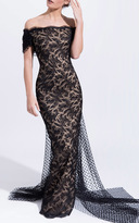 Thumbnail for your product : Elizabeth Kennedy Off the shoulder Gown with Cape