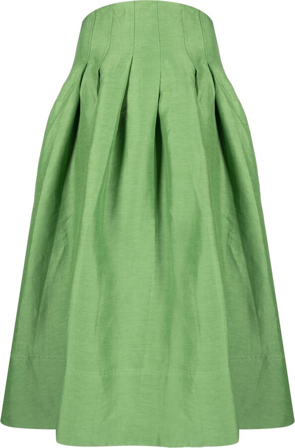 Aje Green Paradiso Pleated Midi Skirt - ShopStyle