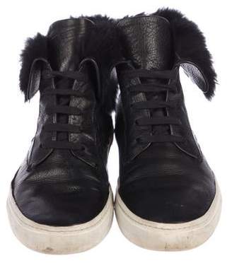 Vince Fur-Trimmed Leather Sneakers