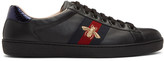 Thumbnail for your product : Gucci Black Ace Embroidered Bee Sneakers
