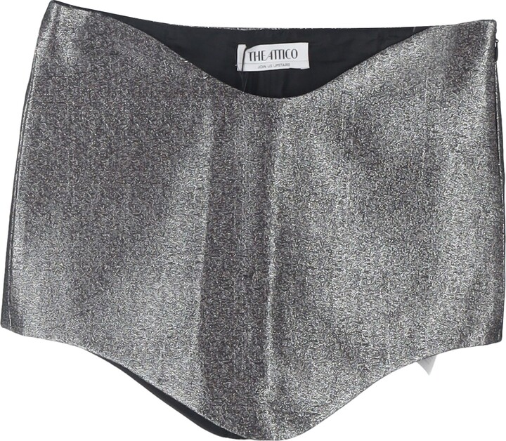 ATTICO Wave Tech Shiny Mini Skirt In Grey Lurex