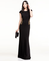 Thumbnail for your product : Badgley Mischka Beaded Cap-Sleeve Gown, Black/Gown