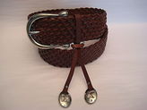 Thumbnail for your product : Michael Kors Women's Braided Leather Belt 553633 LNK Brown w Silvertone Hardware