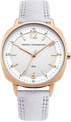 French Connection Square Case Grey Leather Strap Watch