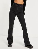 Thumbnail for your product : Topshop Three stretch flare jeans in washed black