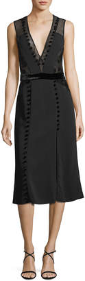 A.L.C. Harlow Plunging Sleeveless A-line Dress w/ Lace