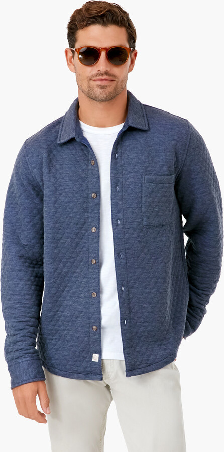 Marine Layer Navy Heather Oatmeal Corbet Quilted Overshirt - ShopStyle Long  Sleeve Shirts