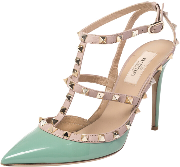 Valentino Leather Rockstud Pointed Strap Sandals Size 39 - ShopStyle