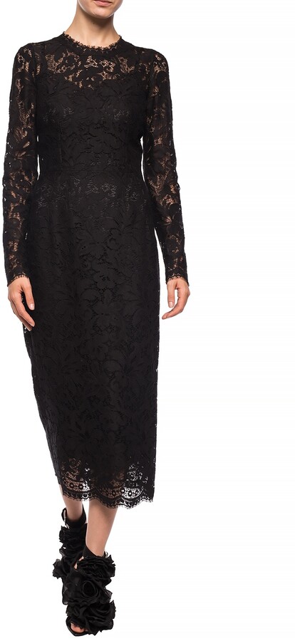 Dolce & Gabbana Floral Motif Lace Dress Women's Black - ShopStyle