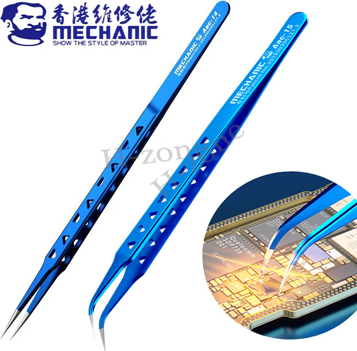 NONE MECHANIC Aac-14 /15 Stainless Steel Tweezers for Phone Repair Precision 8 Hole Heat Dissipation Flying Wire Spot Welding Clip