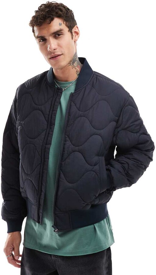 Tommy Hilfiger Onion Quilted Water Repellent Bomber Jacket in Dark