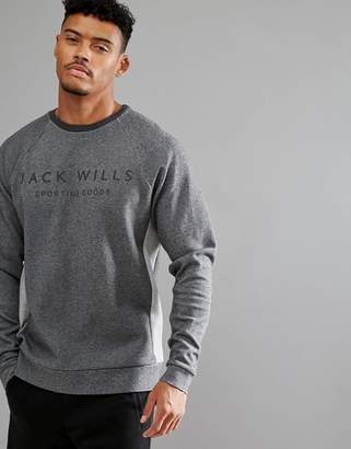 Jack Wills Sporting Goods Seagrave Color Block Crew Neck Sweater In Gray