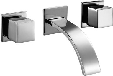 Valley Acrylic Ltd. Two Square Handle Angular Modern Lavatory Wall Mounted Bathroom Faucet