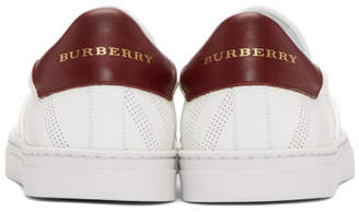 Burberry White Copford Check Slip-On Sneakers