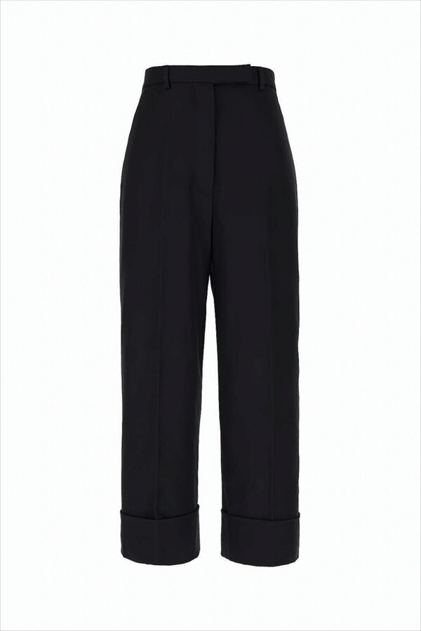 Thom Browne Cropped Black Suit Pants with Wide Cuffs
