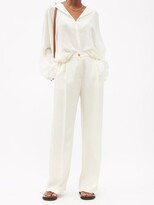 Thumbnail for your product : LA COLLECTION Drew V-neck Wool-muslin Blouse - Cream White