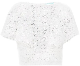 Melissa Odabash Kristal Belted Broderie-anglaise Cotton Top - White