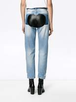Thumbnail for your product : Navro Raw Hem Blue High Waisted Mom Jeans