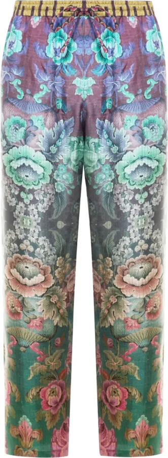 Pierre Louis Mascia Aloe floral straight-leg trousers