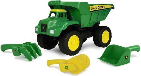 Tomy John Deere Big Scoop 15" Toy Dump Truck with Sand Tools
