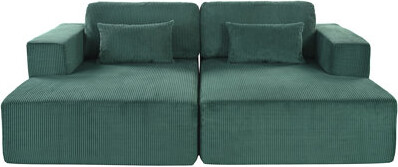 Everly Quinn Double Sofa Bed with 2 Pillows, Perfect for Living Rooms, Apartments, and Offices, Combining Comfort and Style