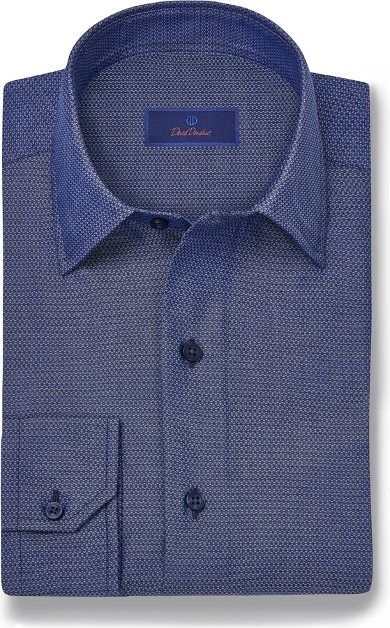 David Donahue Geometric Print Sport Shirt