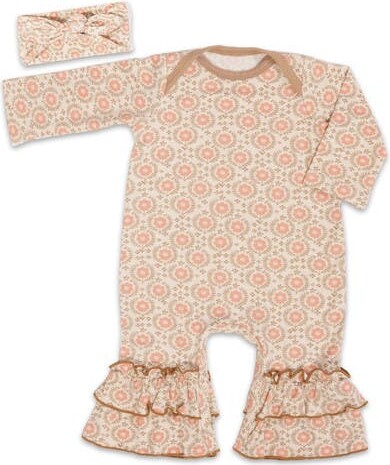 Everly Grey Ruffle Romper & Head Wrap Set