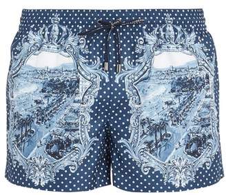Dolce & Gabbana Majolica and polka-dot print swim shorts