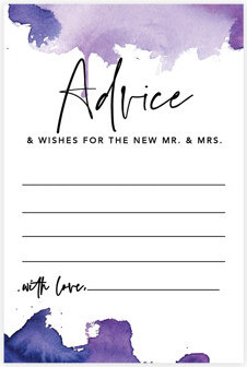 Ombre Purple Watercolor Wedding Advice & Well Wishes Guest Book Cards For Bride And Groom, 56 Pack