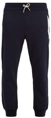 Moncler Gamme Bleu Chevron Striped Cotton Track Pants - Mens - Navy