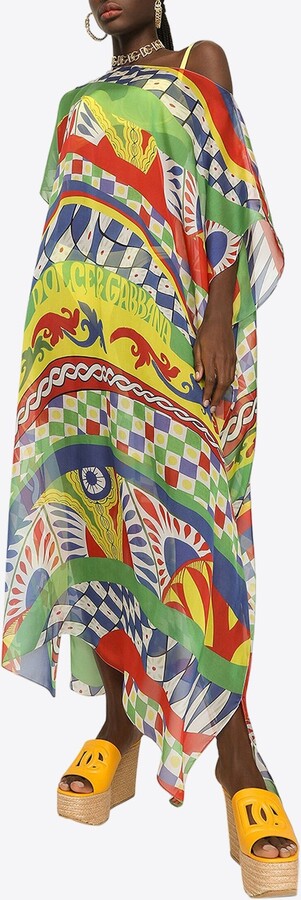 Dolce & Gabbana Carretto Print Maxi Kaftan Dress