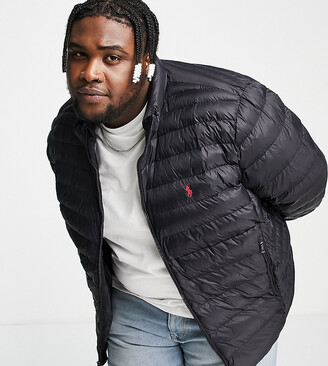 Polo Ralph Lauren Big & Tall Terra player logo nylon puffer jacket in black  - BLACK - ShopStyle