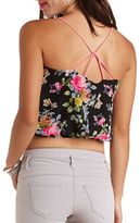Thumbnail for your product : Charlotte Russe Strappy Floral Print Crop Top