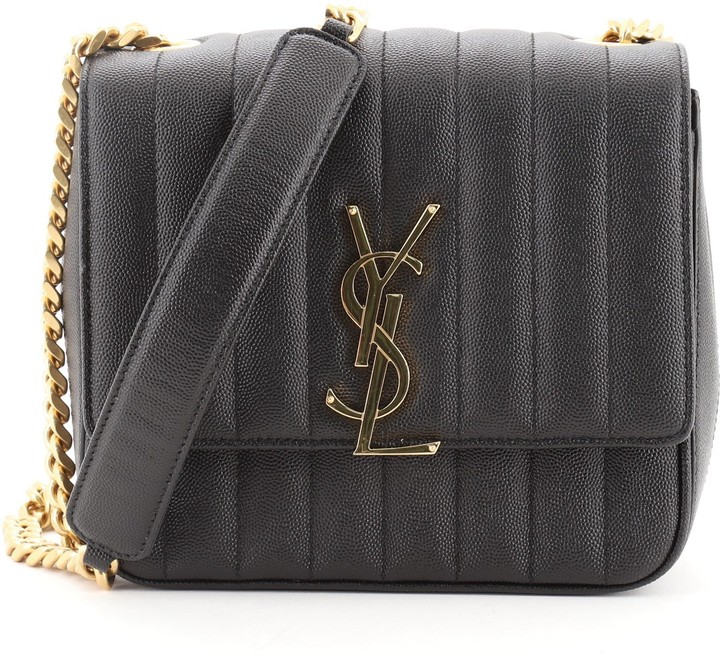 Saint Laurent Vicky Crossbody Bag Vertical Quilted Grainy Leather
