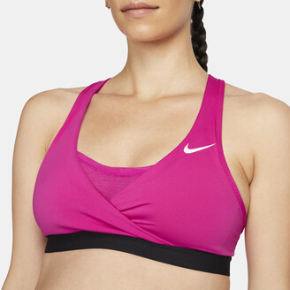 Nike Air Dri Fit Swoosh Medium Support Pad High Neck Sports Bra Pink