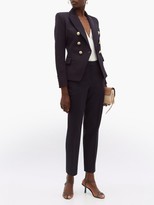 Thumbnail for your product : Balmain Double-breasted Wool-twill Blazer - Navy