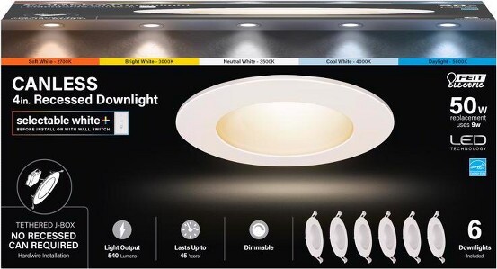 Feit FeitElectricWhite4in.WLEDCanlessRecessedDownlight9WModel#LEDR4XT/6WYCA/6