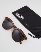 Thumbnail for your product : ASOS Round Sunglasses In Tort With Black Lens