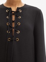 Thumbnail for your product : Gucci Tasselled Terry-applique Wool Dress - Black Multi