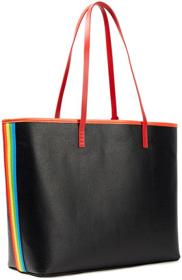 Alice + Olivia Leather-trimmed Embroidered Cotton-canvas Tote