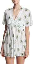 Thumbnail for your product : Milly Bari Palm Tree Printed Coverup Dress, White/Green
