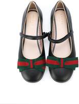 Thumbnail for your product : Gucci Kids striped bows ballerinas