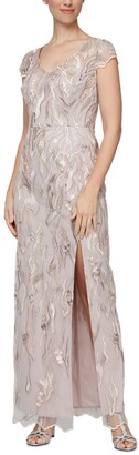 Alex & Eve Embroidered Column Gown