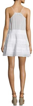 Frame Lace Pointelle-Trim Tank Dress, Blanc