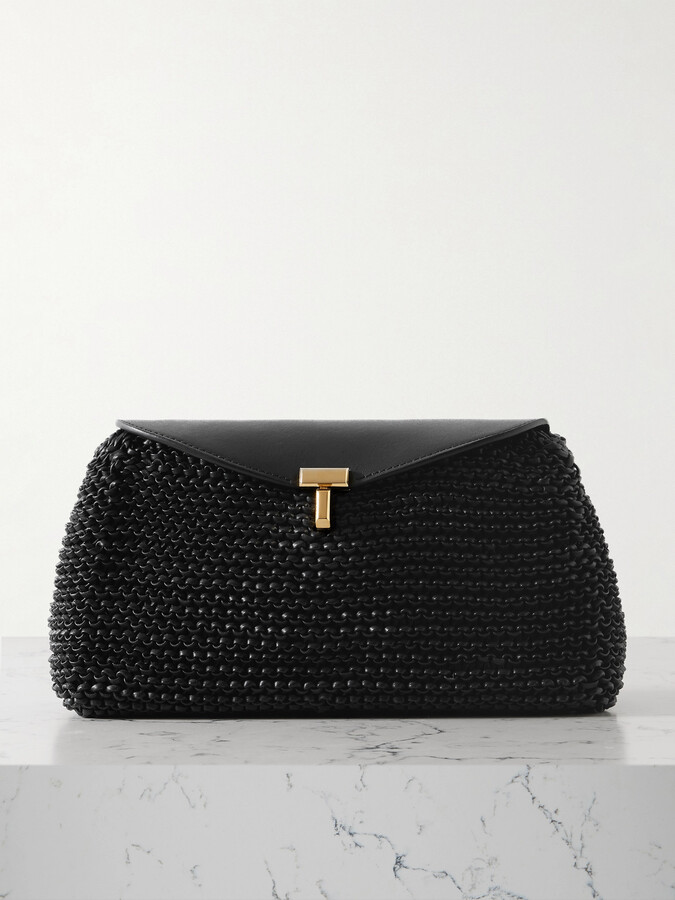 Totême T-lock Woven Leather Clutch - Black